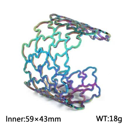 TOUS Stainless Steel Wide Multi Frame Colorful Bear Combination Bracelet