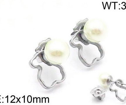 TOUS 925 Silver Spanish Bear Frame Pearl Earrings Detachable