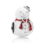 Pandora 925 Silver 791406ENMX Christmas Snowman String Decoration