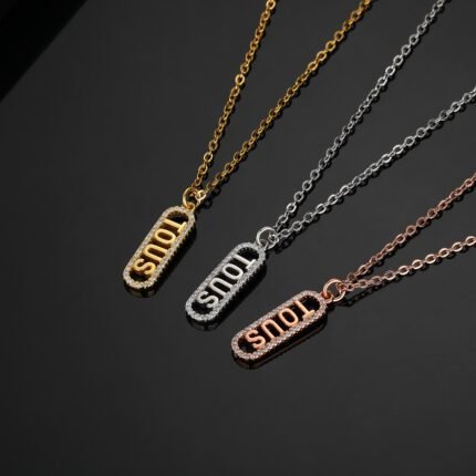 TOUS stainless steel multi-color brand zircon inlaid necklace pendant