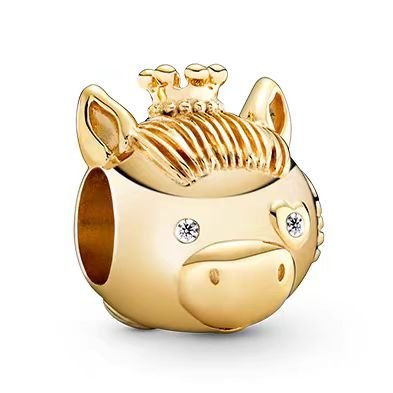 Pandora Zodiac Cute Golden Horse Pig Pendant Jewelry DIY Accessories Simple and Advanced