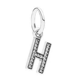 Pandora 26 letters H with diamond pendant jewelry accessories DIY simple and exquisite