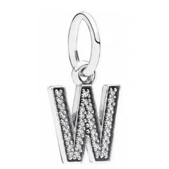 Pandora 26 letters W with diamond pendant jewelry accessories DIY simple and exquisite
