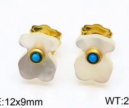 TOUS 925 silver white mixed color zircon bear blue zircon embellished earrings