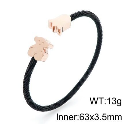 TOUS Stainless Steel Multi Color Spanish Bear Love Wind Chime Black Bracelet
