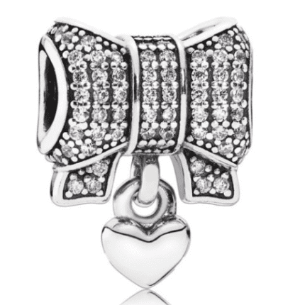 Pandora 925 Silver 791776CZ Heart and Bow Inlaid String