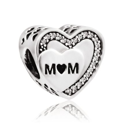 Pandora 925 silver 792070CZ heart-shaped mom string decoration