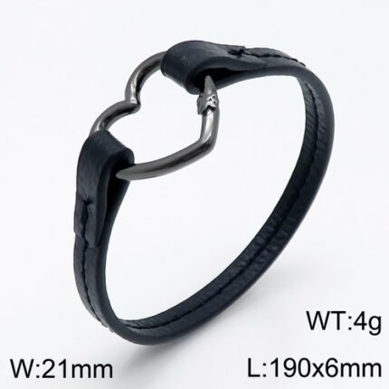 TOUS 925 Silver Frame Love Four Colors Black Leather Rope Bracelet