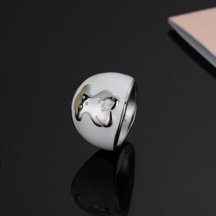TOUS stainless steel material quality white background color original bear ring