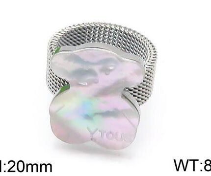 TOUS Stainless Steel Material Colorful Zircon Bear Ring