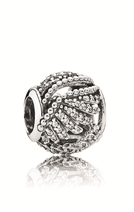 Pandora 791749CZ 925 silver micro inlaid gemstone feather hollow string decoration