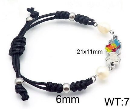 TOUS 925 Silver Colorful Pattern Spanish Bear Pearl Ornament Hand Rope