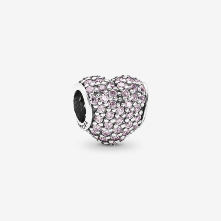 Pandora 925 silver 791052PCZ pink heart-shaped inset string decoration