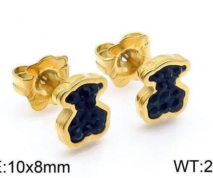 TOUS 925 Silver Spanish Bear Deep Blue Zircon Inlaid Earrings