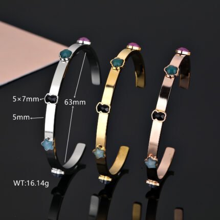 TOUS 925 silver tricolor zircon pattern embellished teddy bear bracelet