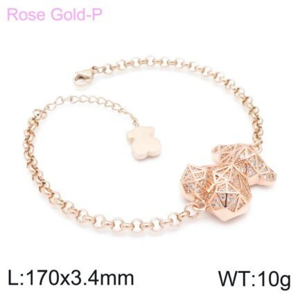 TOUS stainless steel round buckle chain three-dimensional geometric triangle Spanish bear bracelet