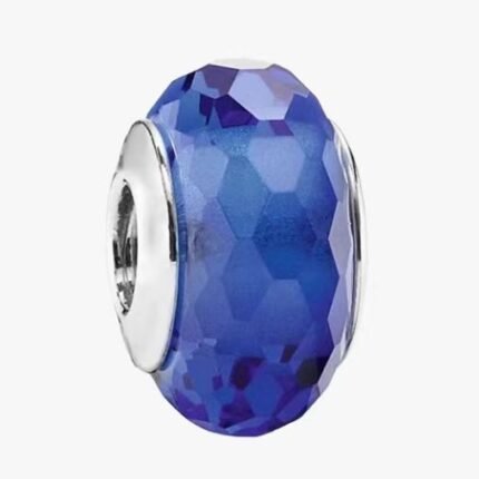 Pandora faceted color blue glass beaded jewelry DIY accessories