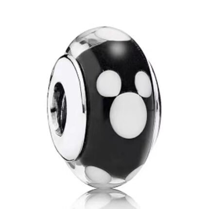 Pandora's white dots, black glass, beaded jewelry, DIY accessories, exquisite