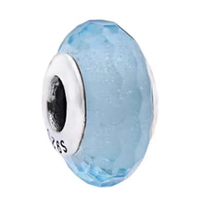 Pandora cut lake blue glass beaded handmade DIY loose bead jewelry accessories