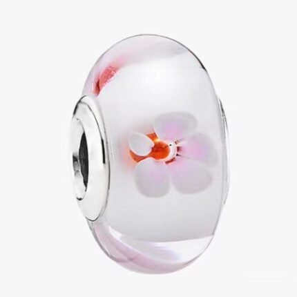 Pandora is clear, pink, peach, glazed, beaded, DIY jewelry, accessories, loose beads, delicate and simple