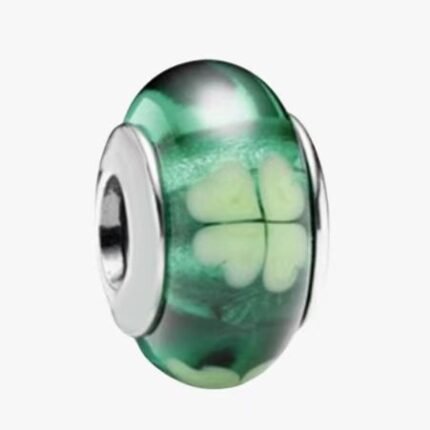 Pandora, four-leaf clover, green lucky beads, glass beads, DIY jewelry accessories, loose beads, exquisite and simple