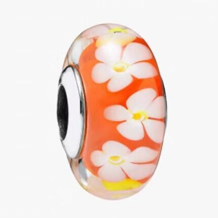 Pandora flowers, orange bottom glass, beaded DIY accessories, exquisite and simple.