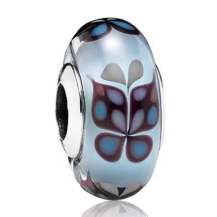 Pandora butterfly, dark blue glass beads, DIY accessories, exquisite and simple.
