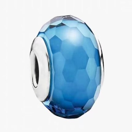 Pandora faceted light blue ocean blue glass beaded jewelry DIY accessories