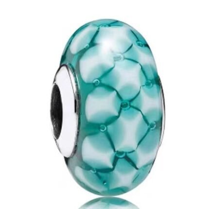 Pandora's glossy white piece green glass beaded DIY accessories loose beads are exquisite and simple