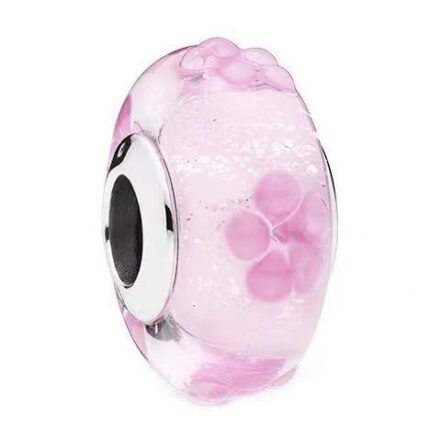 Pandora flower elements, pink glass beads, lovely and delicate