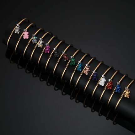 TOUS 925 Silver Multi Color Style Spanish Bear Pendant Bracelet