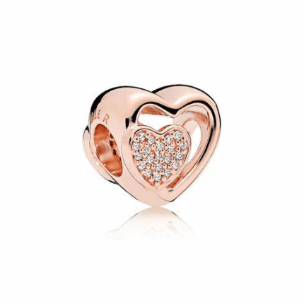 Pandora 925 silver 781806CZ rose gold fused Pav é gemstone heart string decoration