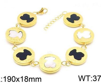 TOUS 925 Silver Spanish Bear Black and White Bracelet