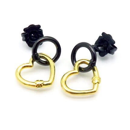 Tous 925 Silver Black Ring bear earring buckle three color love frame