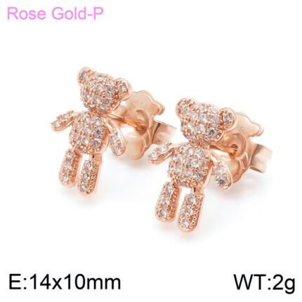 TOUS stainless steel material three-dimensional bear transparent zircon inlaid earrings