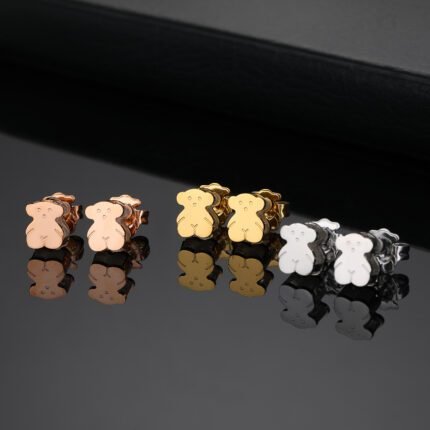 TOUS 925 silver minimalist Spanish teddy bear earrings in three colors and styles