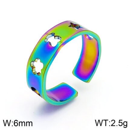 TOUS Stainless Steel Circular Hollow Multi Pattern Ring