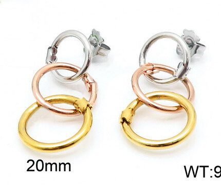 TOUS 925 silver tricolor ring interlocking earrings