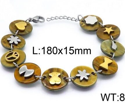 TOUS 925 silver antique bronze round plate multi graphic serial bracelet