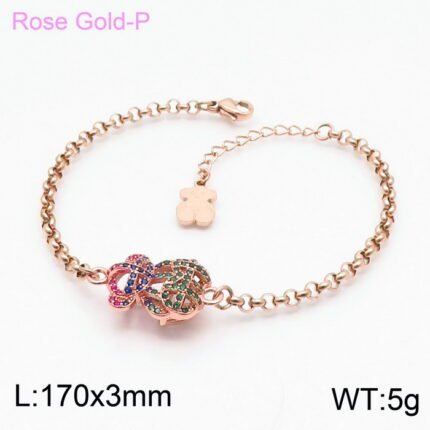 TOUS 925 Silver Color Zircon Inlaid Line Combination Bear Bracelet