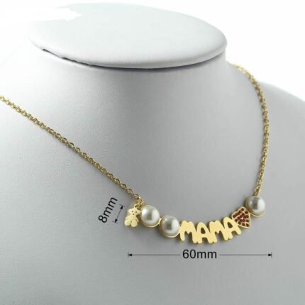 TOUS stainless steel material teddy bear gemstone pearl inlaid MAMA necklace pendant