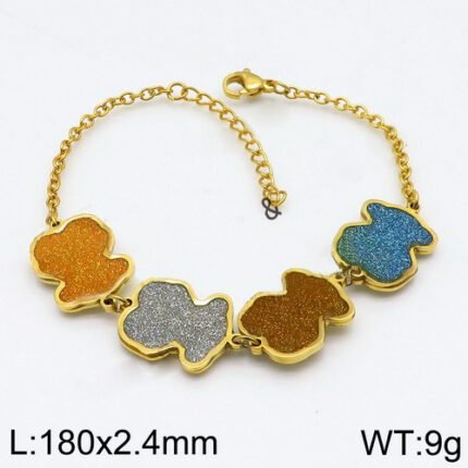 TOUS 925 Silver Four Color Spanish Bear Bracelet
