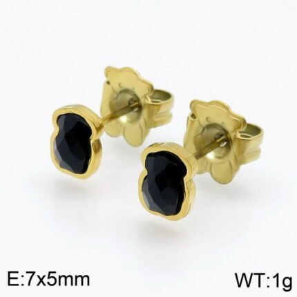 Tous 925 Silver Black zircon Spanish Bear Earrings