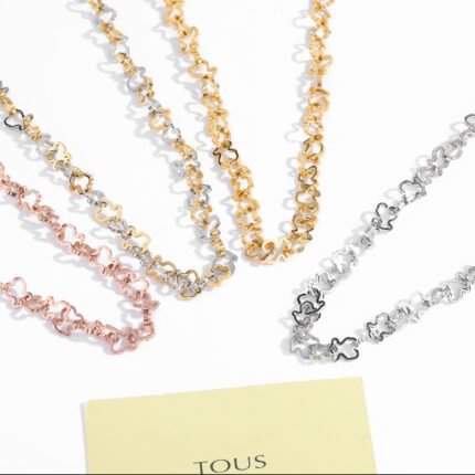 TOUS stainless steel material Spanish bear dual color frame interlocked multiple necklace pendants
