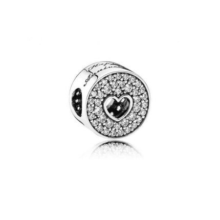 Pandora 925 Silver 791977CZ Close Set Hollow Heart String Decoration