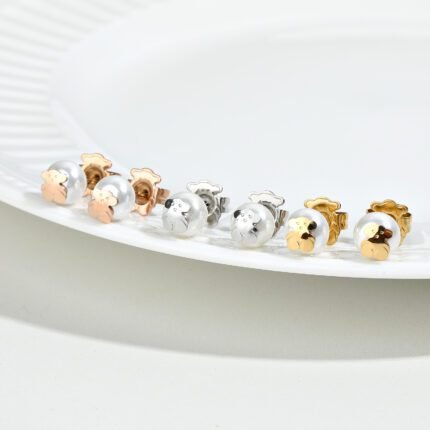 TOUS 925 Silver Spanish Bear Pearl Large and Small Earrings