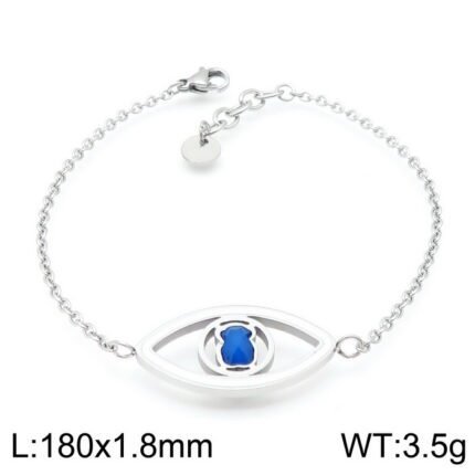 TOUS Stainless Steel Bear Eye Frame Blue Zircon Bracelet