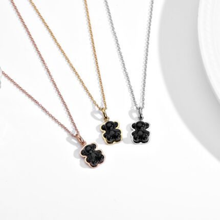 TOUS stainless steel black zircon Spanish bear necklace pendant