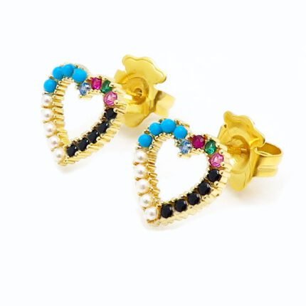 Tous 925 Silver Love frame color zircon inlaid Earrings