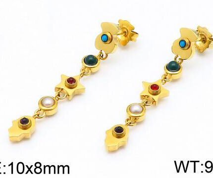 TOUS 925 silver multi graphic colorful round zircon long earrings